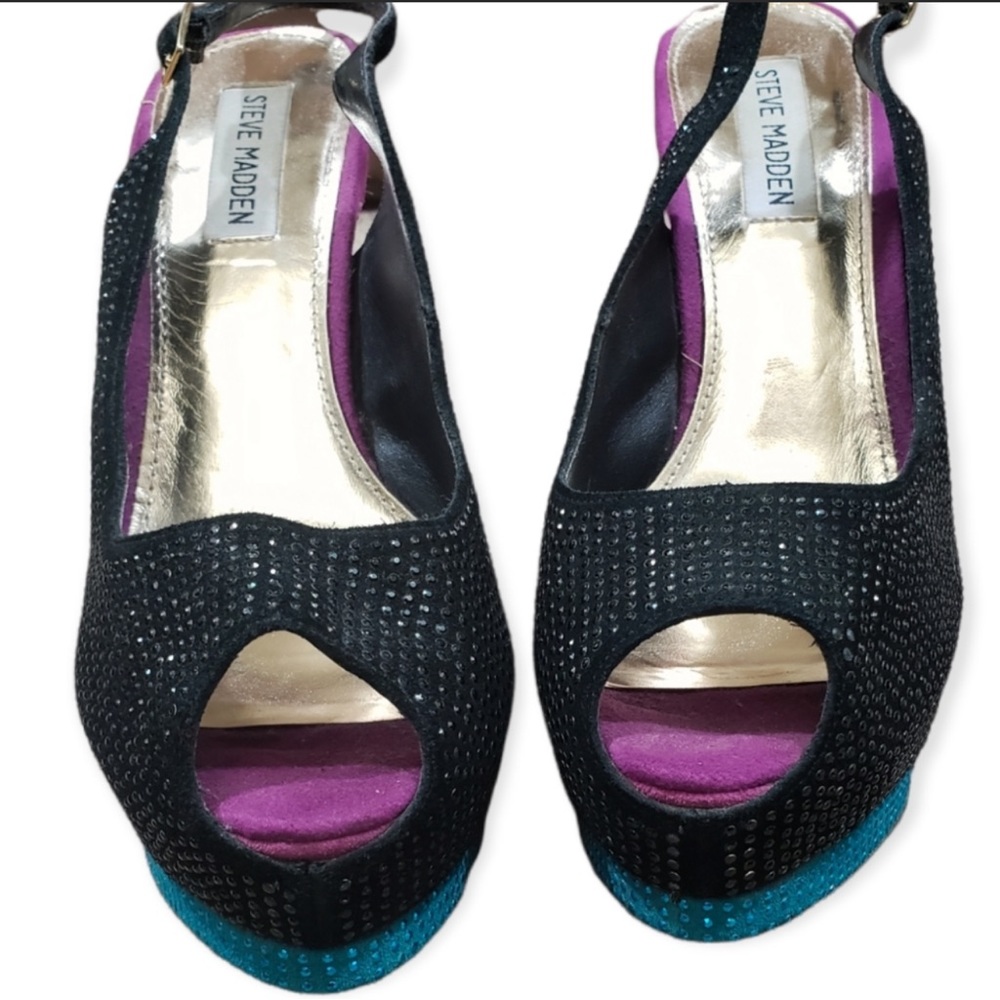 Steve Madden size 10 rhinestone multi color 5” heels